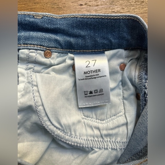 MOTHER  The Insider Crop Step Fray Light Blue Flare Jeans for Women - Picture 13 of 15